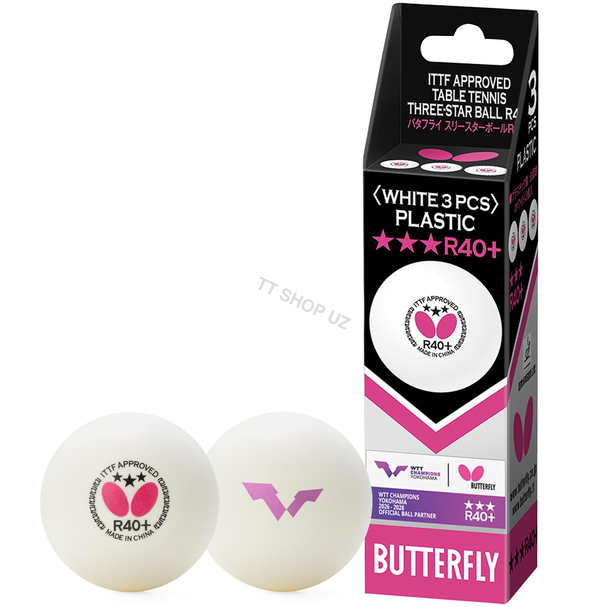 Мячи Butterfly R40+ WTT Yokohama 2026–2028 — 3 шт. - Image 6
